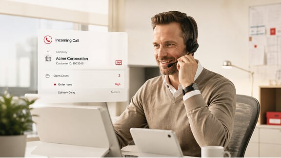Instant customer context in the call center through SAP-backed caller identification